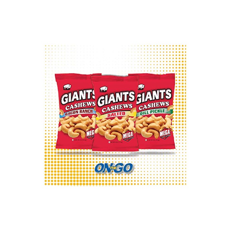 GIANTS Dill Pickle Flavored Cashews, (8-4 oz. Bags)