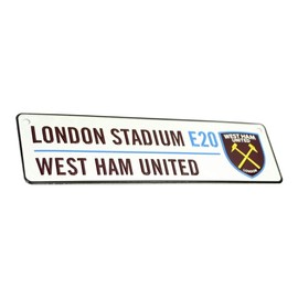 West Ham United FC New Crest 3D Embossed Metal Hanging Street Sign (One Size) (White/Black)