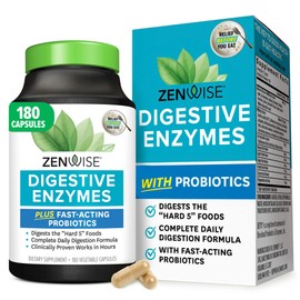Zenwise Health Digestive Enzymes for Gut Health & Bloating Relief - Multi Enzymes Digestion Supplement with Probiotics, Bromelain & Papaya for Digestive Health Support - Men & Women - 180 Count