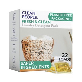 The Clean People Laundry Detergent Pods - Hypoallergenic Laundry Pods - Ultra Concentrated, Recyclable Packaging, Stain Fighting - Fresh Scent, 32 Pack