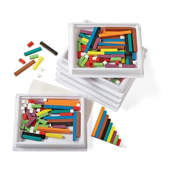 hand2mind Wooden Cuisenaire Rods with Trays, Math Manipulatives, Montessori Math