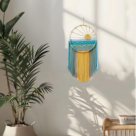 GOGLAM Macrame Wall Hanging Tapestry, Boho Sun Wall Decor, Colorful Hand Dreamcatchers Woven Tapestries for Living Home Room, 23.6" Lx 11.8" W (Warm Sun)