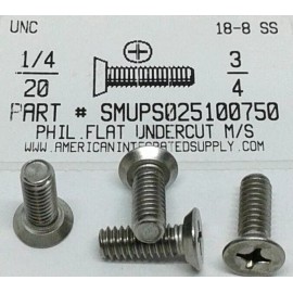 AmericanIntegratedSupply.com 1/4-20x3/4 Undercut Flat Head Phillips Machine Screws Stainless Steel (25)