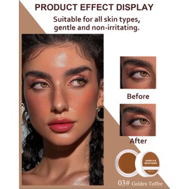 Under Eye Brightener Concealer, Waterproof Full Coverage Color Corrector Concealer for Dark Circles, Hydrating Nourishing Long Wear Under Eye Brightening Cream Concealing with Puff, 03# Golden Toffee