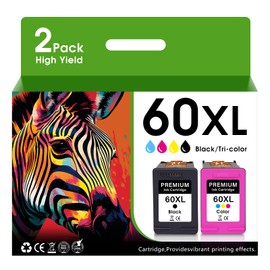 JYZBRW 60XL Ink Cartridges Compatible for HP 60 Ink Cartridge Combo Pack Color and Black Work with Deskjet D2530 D2545 F2430 F4440 Envy 100 110 120 Printer 2Pack