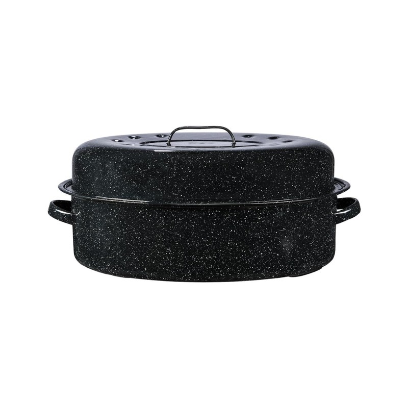 Granite Ware Porcelain Enamel Covered Roaster 20 lb Black