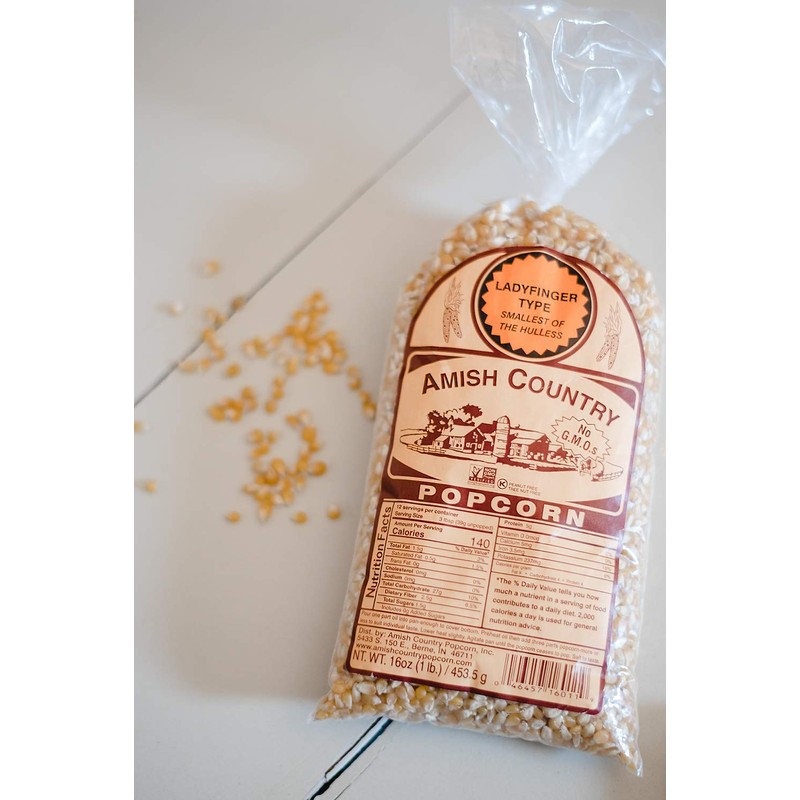 Amish Country Popcorn | 1 lb Bag | Ladyfinger Popcorn