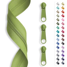Slantastoffe 5 m Chiusura Lampo Infinita, Spirale 5 mm + 10 cursore/Cerniera 27 Colori, Merce al Metro
