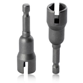 SPEEDWOX 2PCS Power Wing Nut Driver Set Slot Wing Nuts Drill Bit Socket Wrenches Tools Set Slotted Sleeve Wrench Slot Wing Nut Drill Bit 1/4" Hex Shank for Panel Nuts Screws Eye C Hook Bolt Q-Hanger