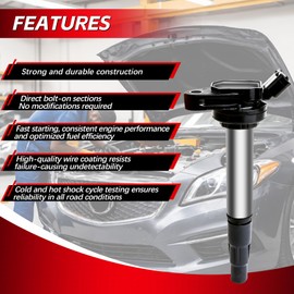 Bobina de encendido paquete de 1 unidad sustituye OE# UF596 GN10341 C1714 para Toyota Corolla 09-13 Toyota Matrix 10-16 Toyota Prius 11-17 Lexus CT200H 09-10 Pontiac Vibe 08-14 Scion xD