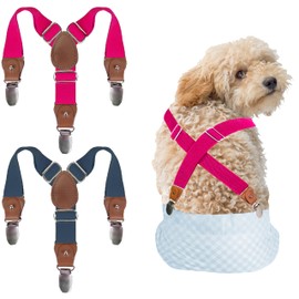 2 Pieces Dog Diaper Suspenders, for Dog Diaper Female and Belly Band for Male, Prevent Dog Diapers from Falling Off,Diapers Suspender for Dog in Heat/Period(Navy Blue&Pink,S/M)