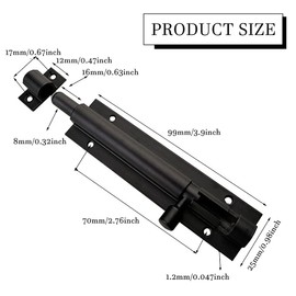 2 Set Door Lock Bolts Shed Door Tower Bolt Heavy Duty Black Door Bolt Latch Slide Barrel Door Bolt Security Lock Latch with Screws for Internal Door Shed Bathroom Toilet Shed (Black, 4inch)