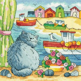 Heritage Crafts Cross Stitch Kit – by The Sea - Beach View (Aida)