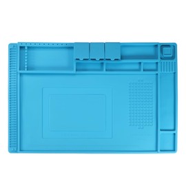 HARFINGTON Soldering Mat 17.7"x11.8" Silicone Magnetic Soldering Mat Heat Resistant Electronics Work Mat for BGA Soldering Gun Workbench CellPhone Computer Electronics Repair, Blue