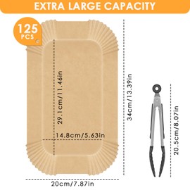 BROTOU Baking Paper for Hot Air Fryer, 125 Pieces, 29.1 x 14.8 cm, Rectangular, Non-Stick Airfryer Baking Paper, Compatible Ninja Foodi MAX Health Gril AG551EU/FG551