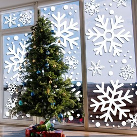 Extra Large Snowflake Window Clings Christmas Decorations, White Snowflakes Clings Decals for Glass Windows, Xmas Winter Large Snow Flakes Decor for Kids Home Holiday Party, 10 Large Sheets