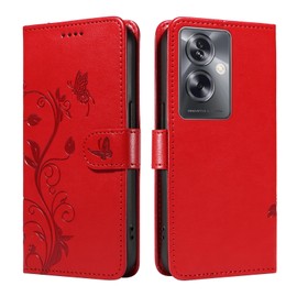 YBFJCE Case for Oppo A79 5G, PU Leather Magnetic Flip Folio Kickstand Card Holder Shockproof Protective Cover, Wallet Case for Oppo A79 5G, Red