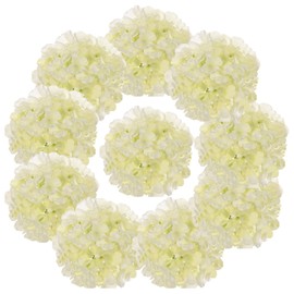 LUSHIDI 10PCS Artificial Hydrangea Flowers, Fake Hydrangea Silk Flowers Heads with Stems for Wedding Home Party Shop Baby Shower Decoration-Light Green