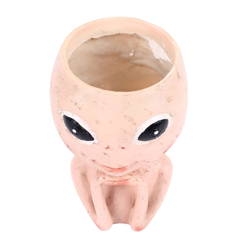 Head Planter Resin Unique Succulent Flower Pot Open Eyed Alien