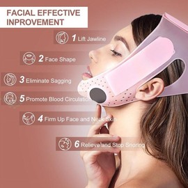 Double Chin Reducer V Line Face Lifting Tape Face Strap, Soft Silicone Chin Strap Face Shaper to Removing Double Chin for Women and Men Facial Pink