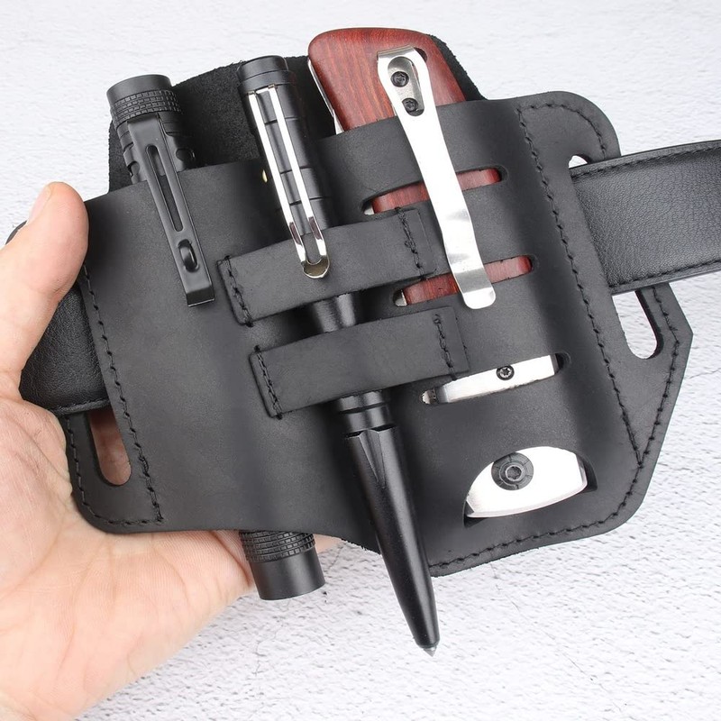 SSDH Tactical Tool Belt Multifunctional Leather Tool Belt Key Flashlight