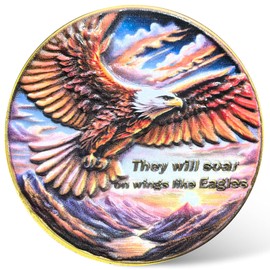 Soar On Wings Like Eagles Challenge Coin – Isaiah 40:31 Bible Verse, Motivational Religious Gift for Strength and Faith﻿