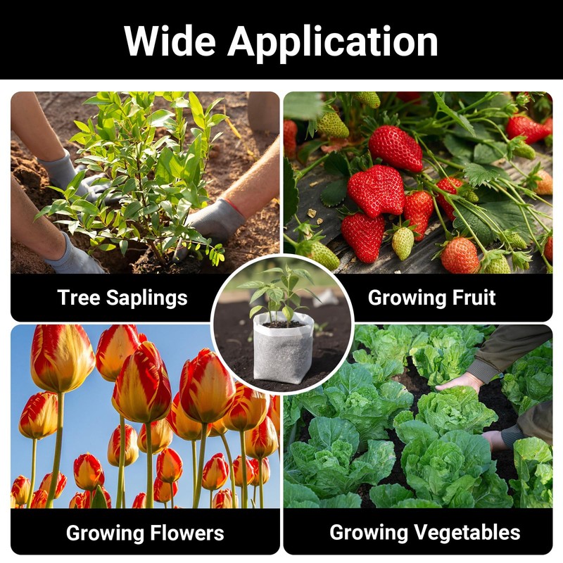 Fabric Grow Bags - 7.9x7.9 inches Breathable Seed Starter Plant