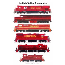 Lehigh Valley Red Locomotives 6 magnets Andy Fletcher