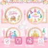 144 Pcs Princess Paper Plates Napkins, Birthday Party Supplies Include