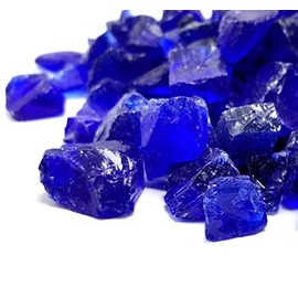 VIVID Heat (5-POUNDS Cobalt Blue Premium Indoor & Outdoor Crushed Fire Glass Rock Large 1/2, 3/4 & 1" inch Chunky Size - Glass for Use in Gas Fire Pit, Fireplace, Fire Table Etc. (Cobalt Blue)