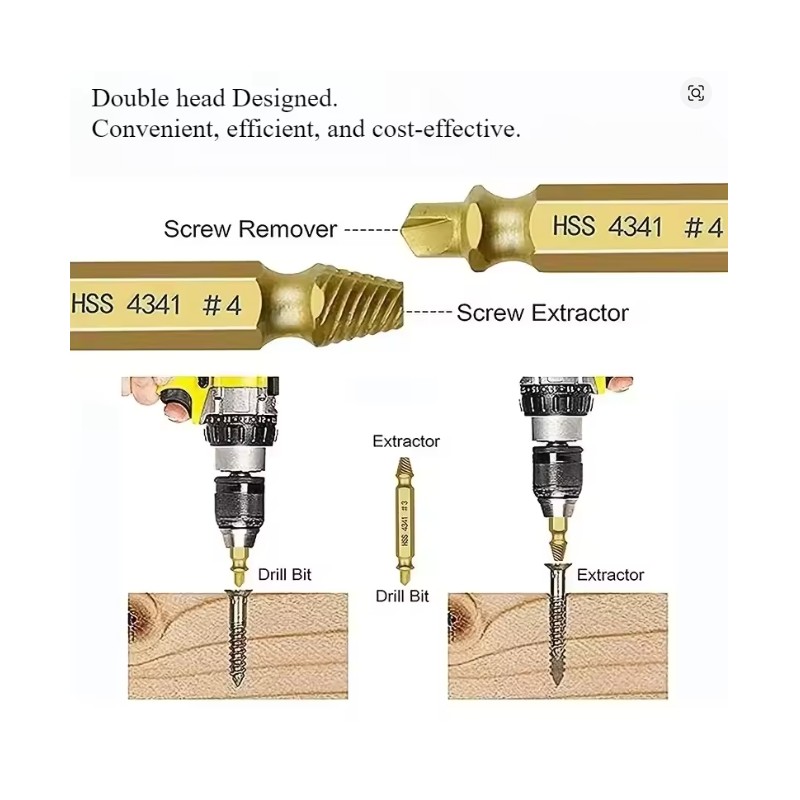 HSS Damaged Screw Extractor Set for Stripped & Broken Screws