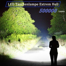 Jayxinli Taschenlampe 500000 Lumen, Aufladbar, Extrem Hell, Starke, Zoombar, 5 Lichtmodi für Camping, Hundespaziergänge, Notfälle und den täglichen Gebrauch