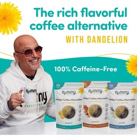 Nummy Creations 75cup Caramel Instant Caffeine-Free Coffee Alternative with Dandelion. Coffee Substitute, Chicory Coffee (5.3oz/150g)