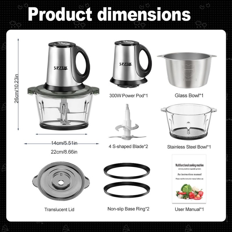 3-Speed Electric Food Processor: Meat Grinder, Vegetable Chopper & Baby