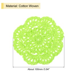 uxcell Crochet Doilies, 8Pcs 4" Cotton Woven Fabric Coasters, Lace Round Handmade Coasters with Floral for Wedding Party Decoration (Fluorescent Green)