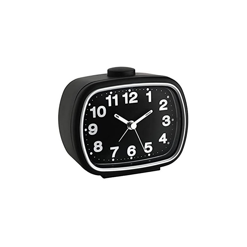 TFA Dostmann Analogue Alarm Clock, 60.1017.01, Retro Design, Backlight, Black,