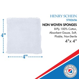 Henry Schein 200/Pack Non-Sterile Gauze Pads 4’’ x 4’’ for Wound Dressing Gauze Sponge-Pads for Wound Care - 8-Ply - 100% Cotton & Highly Absorbent - 1 Pack (200/Pack)