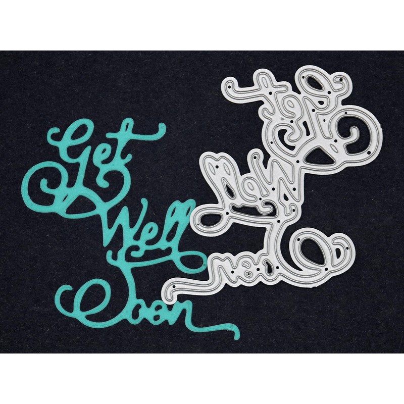 A Get Well Soon Sentiments Metal Cutting Die, Cutter Stencil,