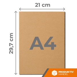 Corrugated Cardboard Cuts A4 | 21 x 29.7 cm | Pack of 20 Sturdy Craft Cardboard Brown, Single Wall (1.01 B) | Ideal for DIY, Model Making & Children's Crafts | Produktiv Handel
