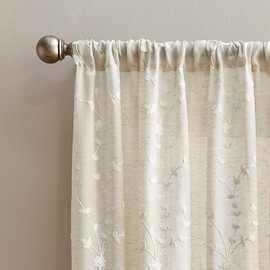 CHF Lynette Poletop Curtains, 63-inch, Linen