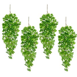SNAIL GARDEN Artificial Hanging Plants with 2400PCS Flower-Shaped Leaves, 39.3” Hanging Fake Plants with Detachable Stems, 4 Pack Faux Hanging Plant for DIY Home Decor Indoor Outdoor Garden Patio
