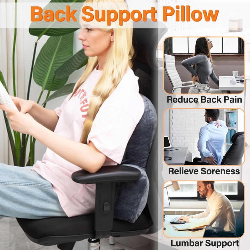1 MIDDLE ONE Back Pillow for Chair, Memory Foam Lumbar