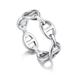 [FOCALOOK] Ring for Women Silver 925 Hypoallergenic Metal Ring for Men Anchor Pair Rings Simple Popular Gift Accessory, Metal
