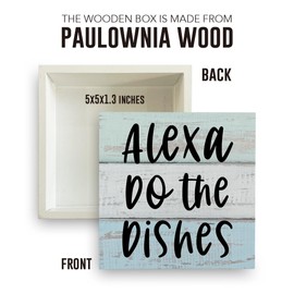 Kitchen Decor, Funny Kitchen Sign for Counter Shelves Rustic Wooden Box Sign Block Plaque for Home Farmhouse Restroom Bathroom Dining Room Dining Room Office Desk Shelf Decorations