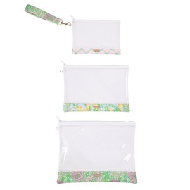 Lilly Pulitzer Small Makeup Bags, Cosmetic Zipper Pouches for Travel and Purse, Set of 3, Lime Feeling Good