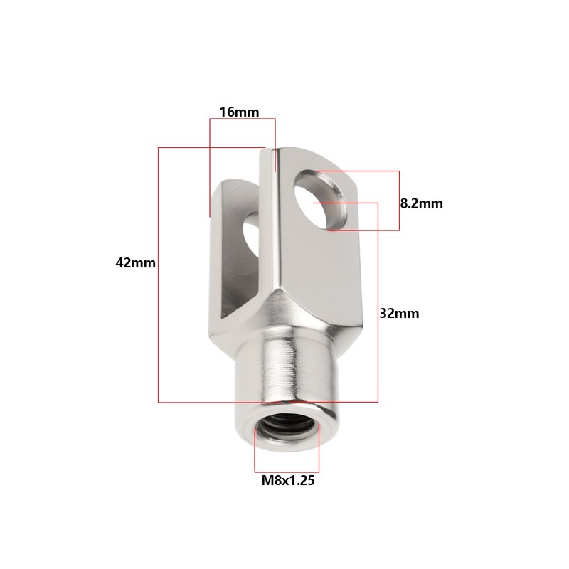 Briny River 8pcs M8x1.25 Right Hand Thread Clevis Fork End