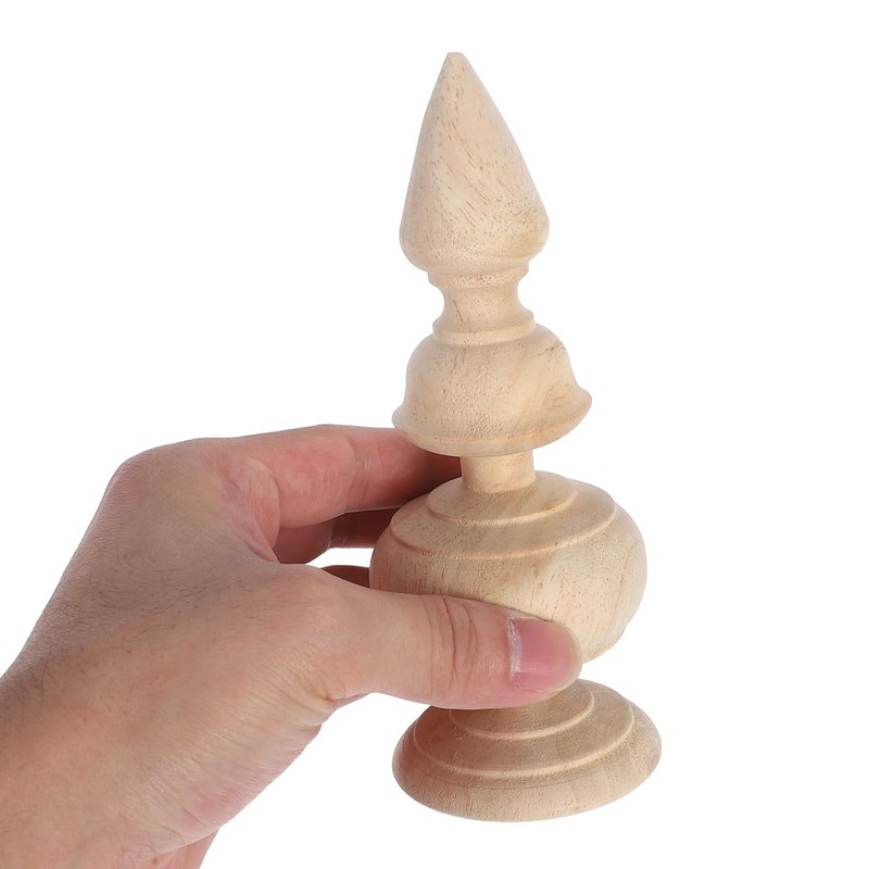 Toddmomy Wood Post Finial Topper 5.90X2.28In Unfinished Carved Stair Pillar
