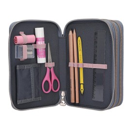 Depesche 13415 Miss Melody Filled 3-Compartment Pencil Case in Blue, with 3D Effect and Horse Motif, Pencil Case with Colouring Pencils, Scissors, Ruler and More, blue, Miss Melody