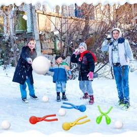 Vicketoy 4 PCS Snowball Maker Clips for Kids, Soccer Shaped Snow Ball Maker Clips Plastic Snow Mold Toys, Perfect for Outdoor Indoor Winter Snowball Fight Maker Tool Beach Sandbox Toy (Soccer)