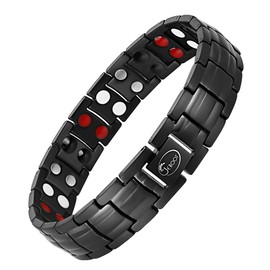 JEROOT Magnetic Bracelets for men,Pure Titanium Magnetic Therapy Bracelet,3500 Gauss Double Row Strong Magnets Carpal Tunnel Bracelet with Adjustment Tool(Colorful)